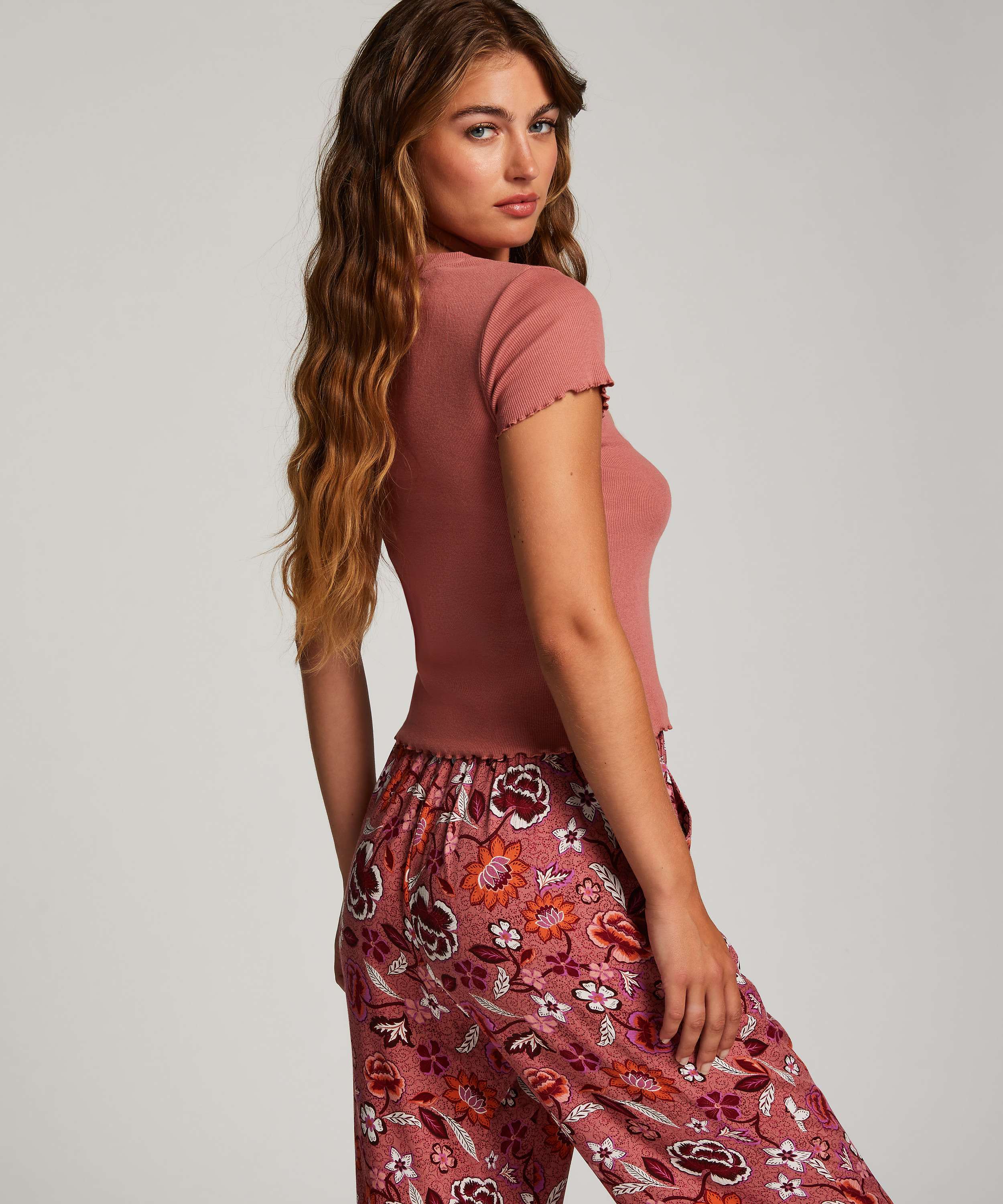 Chemise &agrave; manches courtes en coton, Rose, main