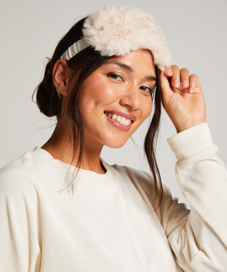 Masque de nuit fausse fourrure, Blanc