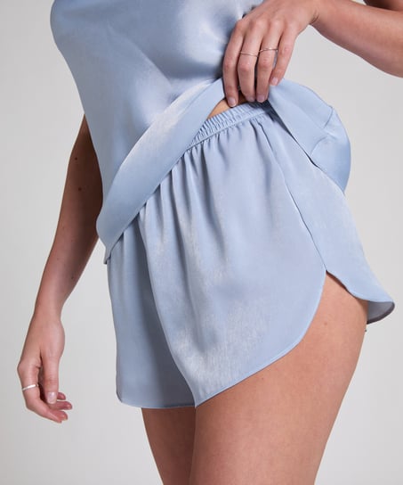 Short en satin Minimal, Bleu