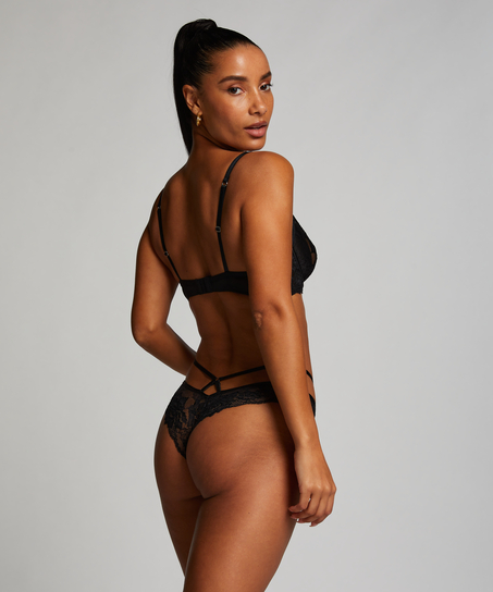 Brazilian met open kruis Sosha, Zwart