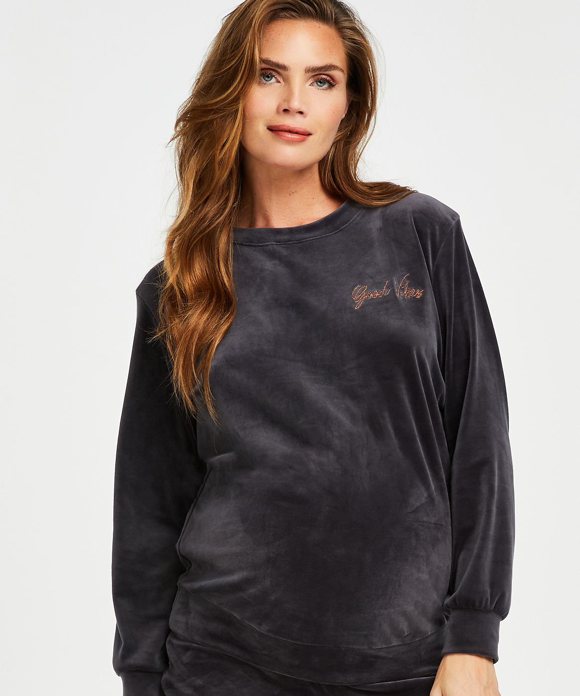 Top de grossesse en velours, Gris, main