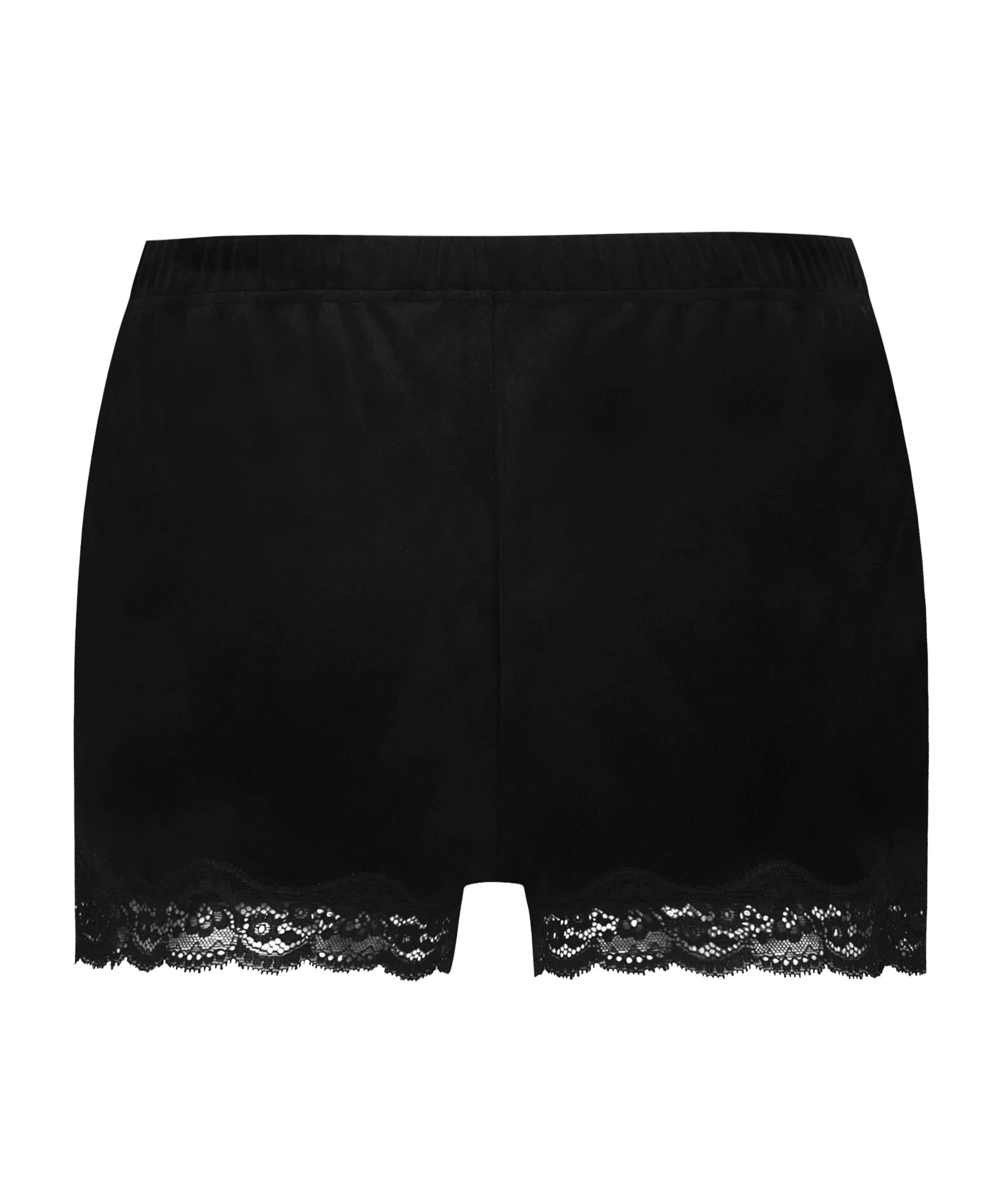 Shorts Velours Lace, Zwart, main