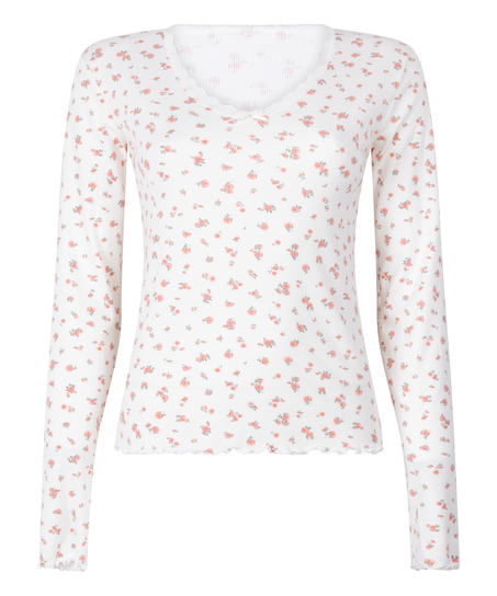 Haut de pyjama c&ocirc;tel&eacute;, Blanc