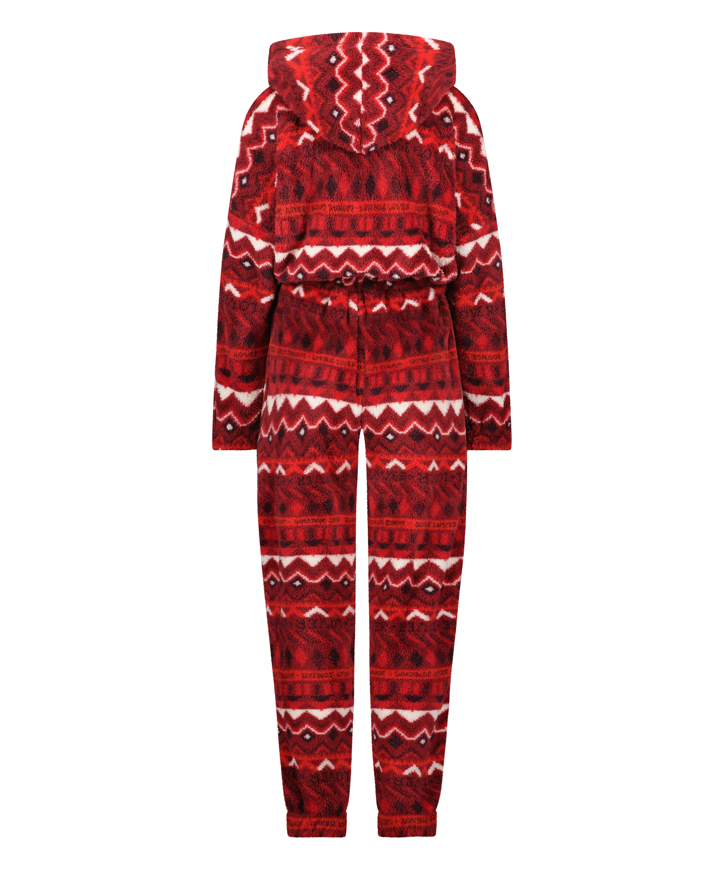 Onesie en flanelle et polaire Fairisle, Rouge, main