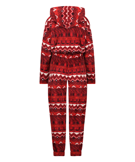Onesie en flanelle et polaire Fairisle, Rouge