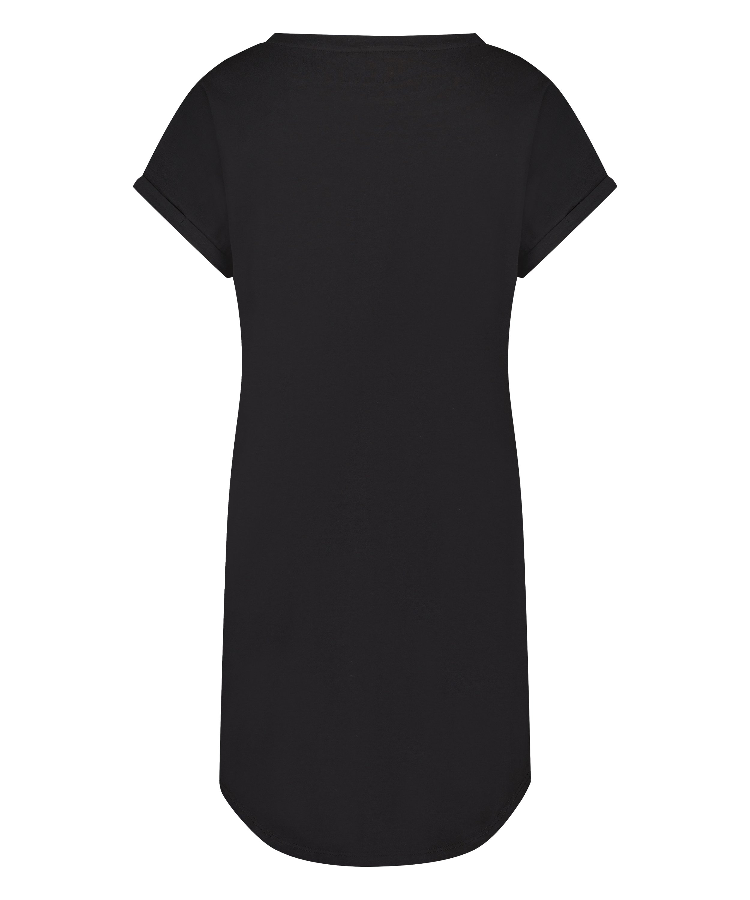 Chemise de nuit col rond, Noir, main