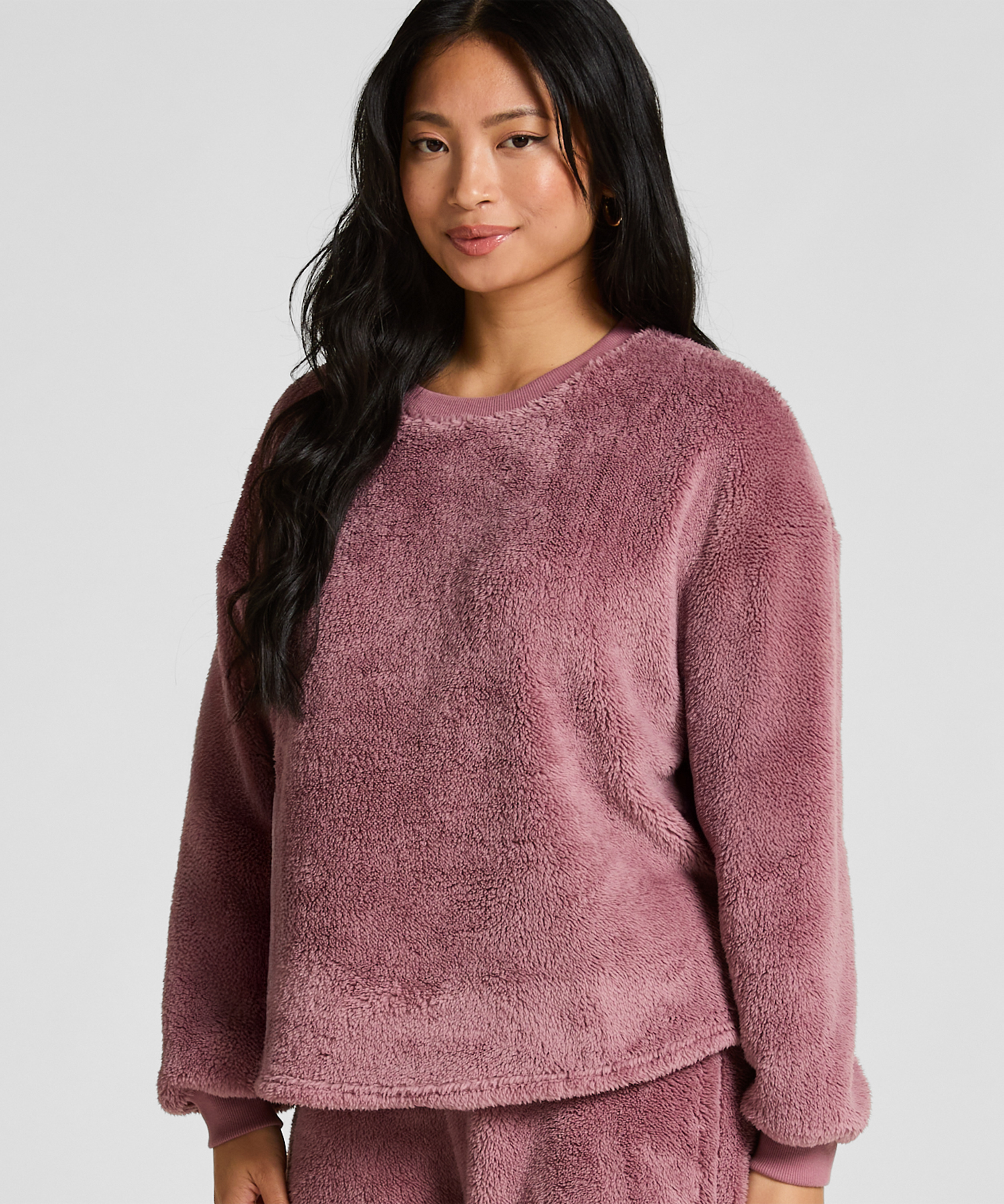 Top met lange mouwen Fluffy Fleece, Roze, main