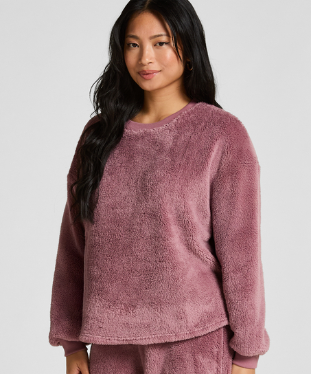 Top met lange mouwen Fluffy Fleece, Roze