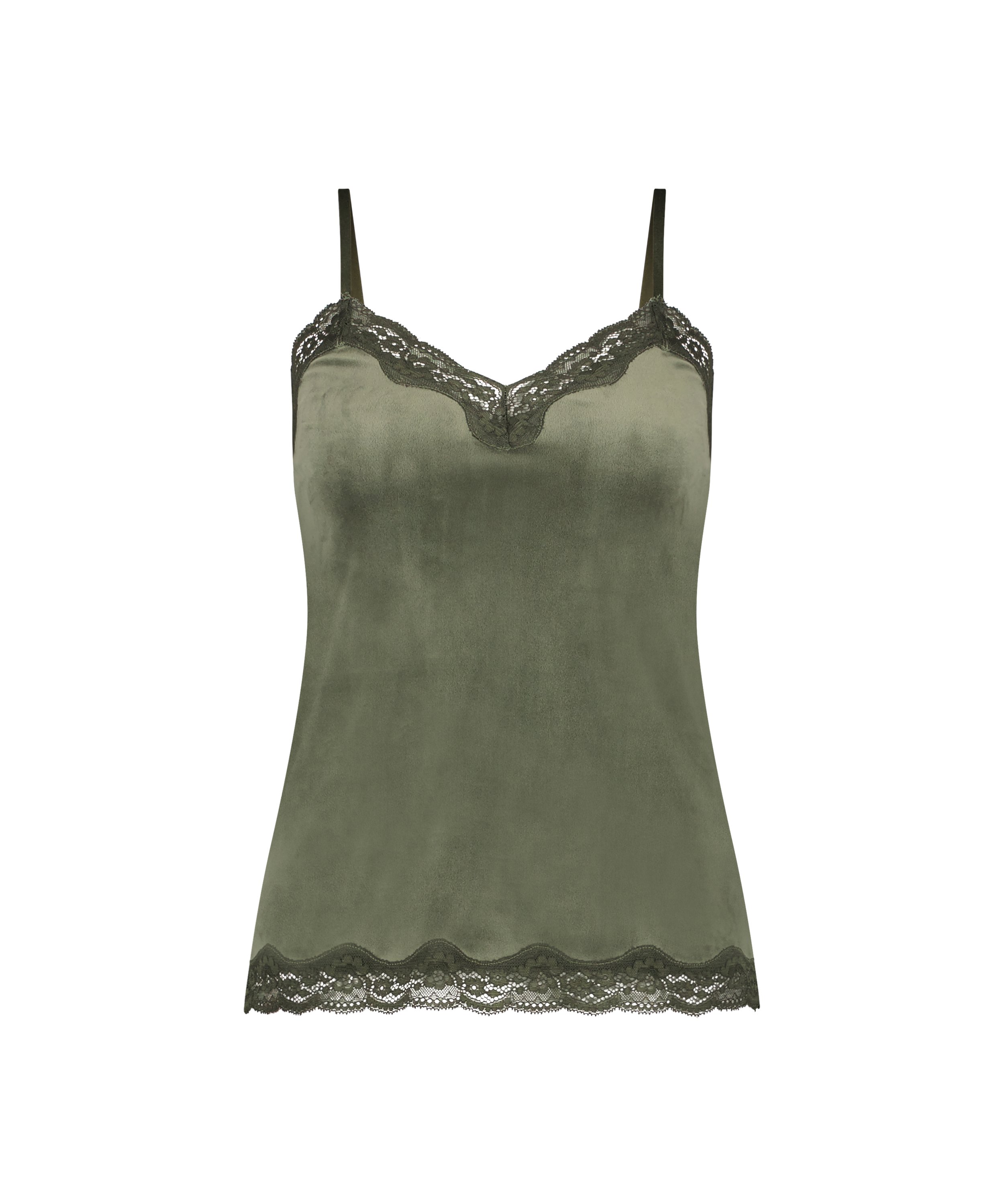 Camisole velours Dentelle, Vert, main
