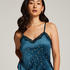 Top Velours Lace, Bleu