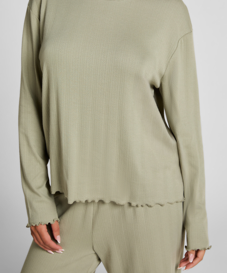 Pyjama Top Loose Pointelle, Vert