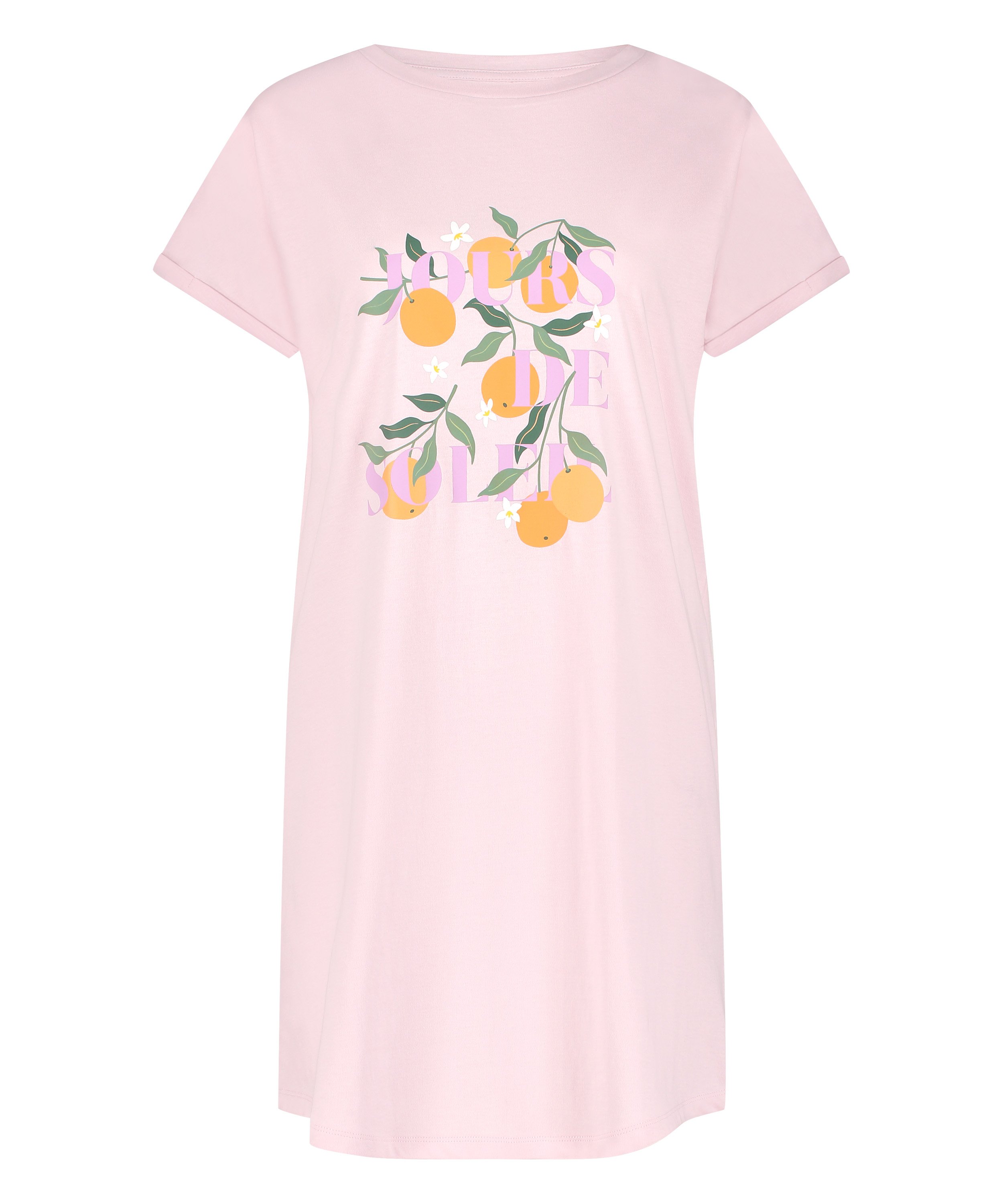 Chemise de nuit col rond, Rose, main