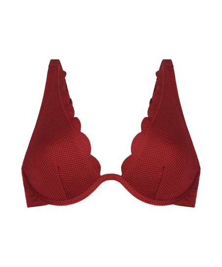 Haut de bikini à armatures non rembourré Scallop, Rouge