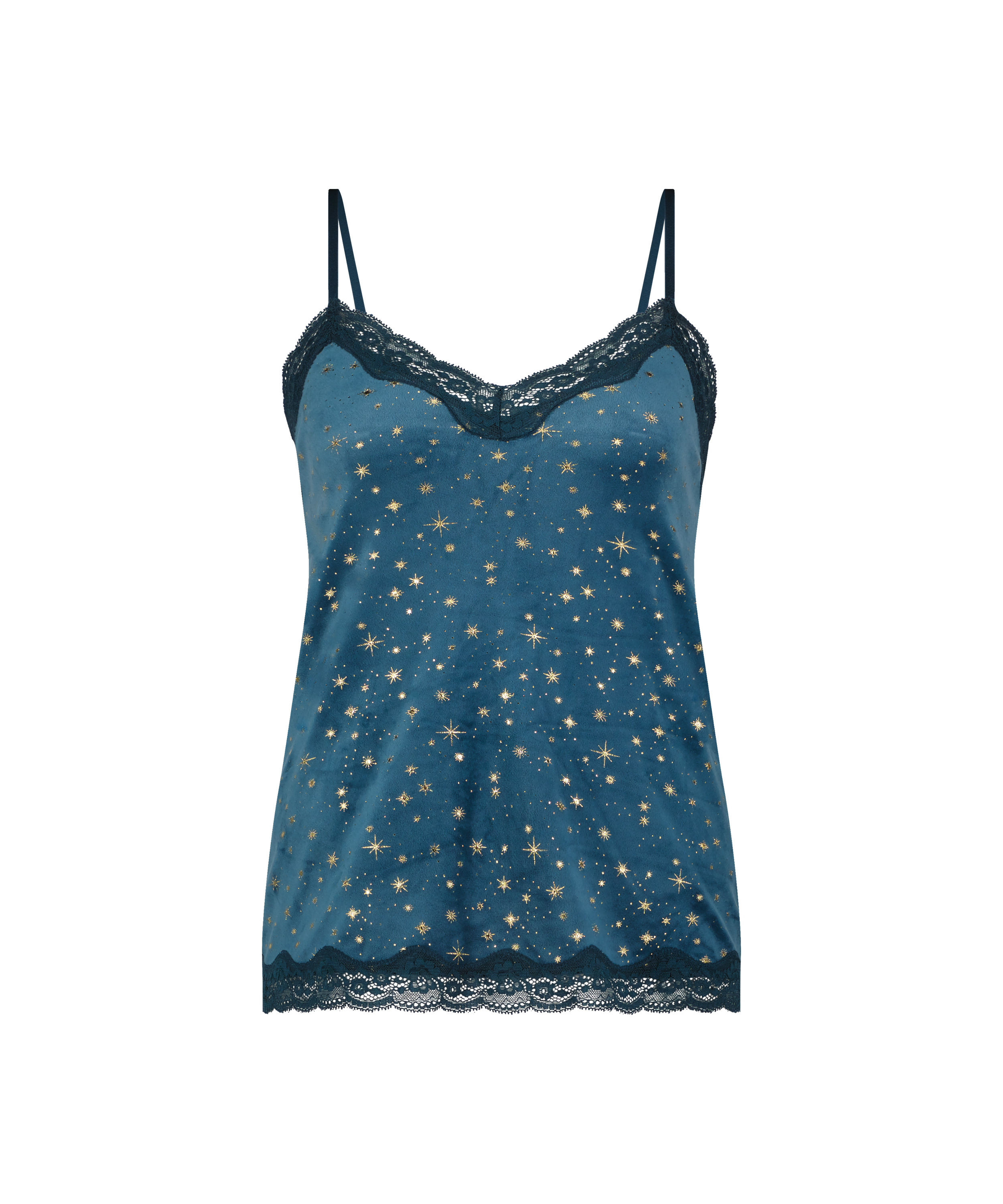Top Velours Lace, Bleu, main