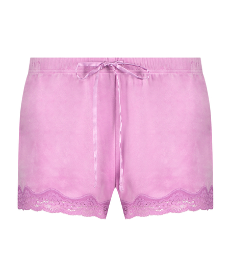 Shorts Velours Lace, Roze