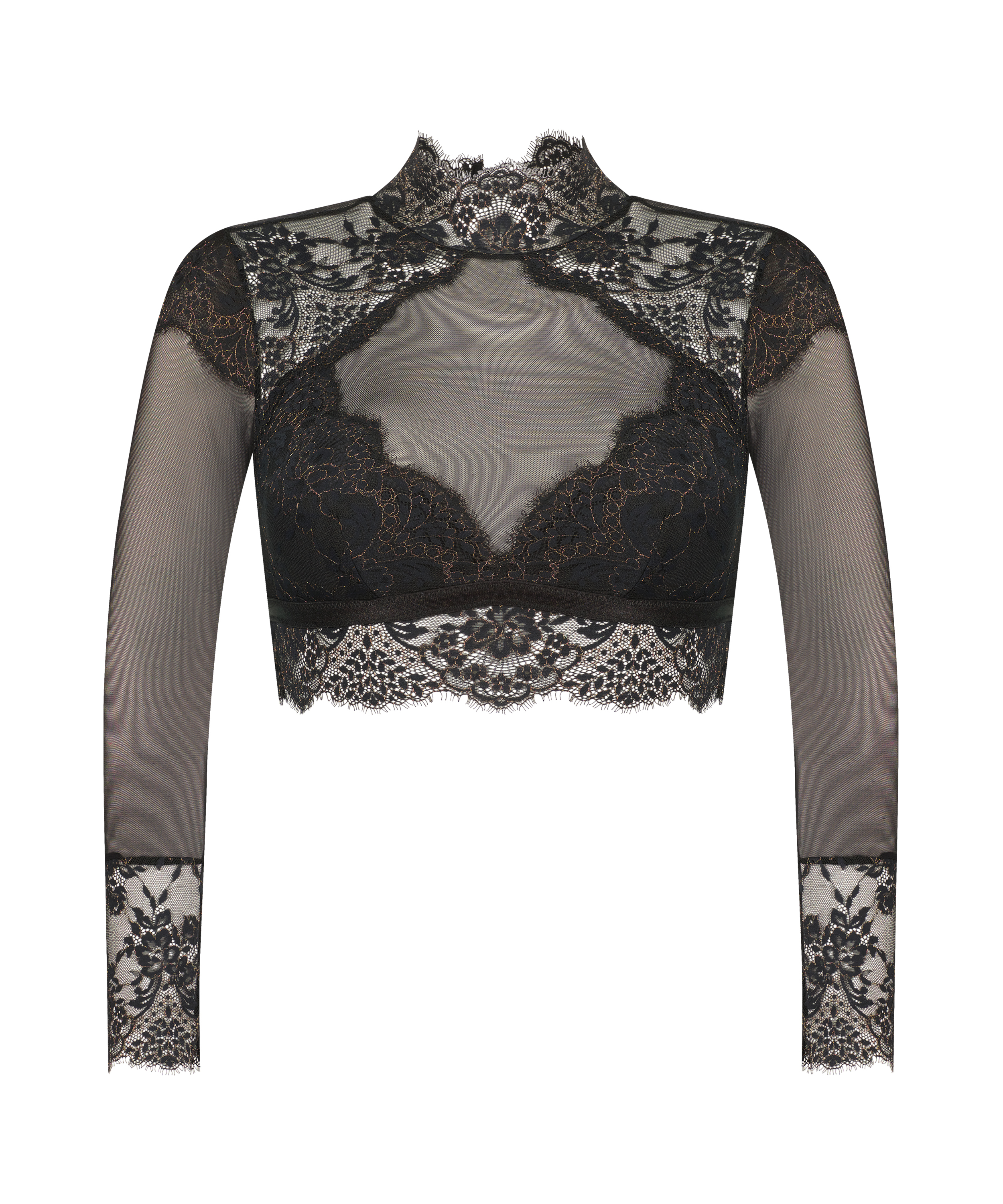 Bralette lange mouwen Cynthia, Zwart, main