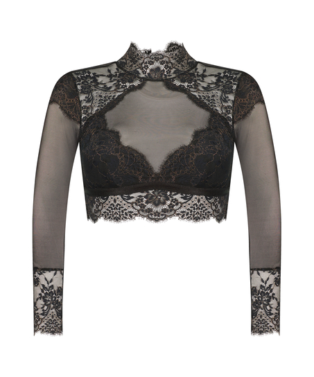 Bralette lange mouwen Cynthia, Zwart