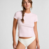 Pyjama top korte mouwen rib, Roze