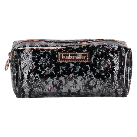 Make-up tasje streepjes plastic, Roze