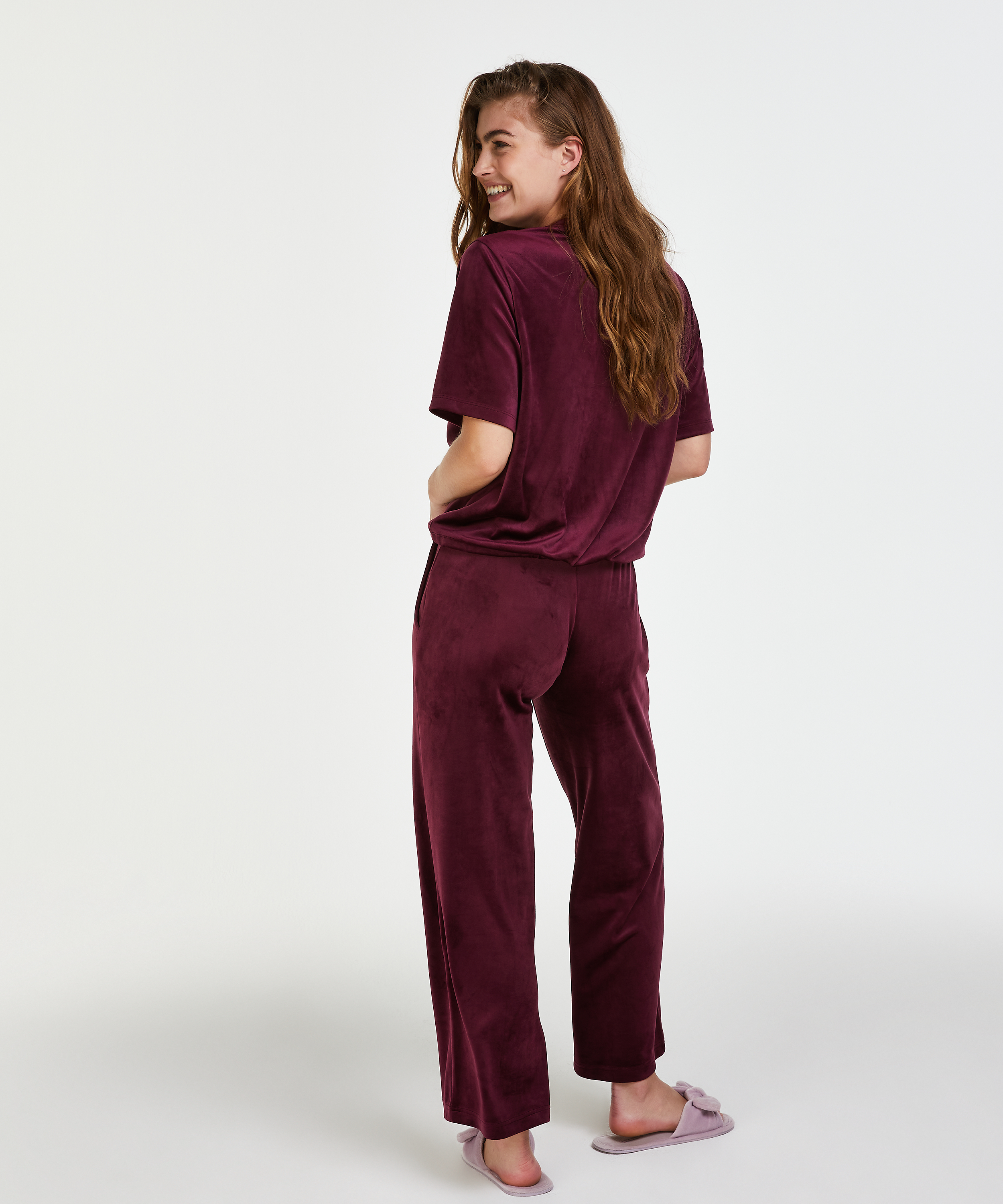 Pyjamabroek velours, Rood, main