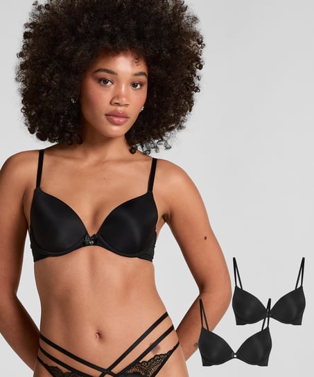 2-pack voorgevormde beugel bh, Zwart