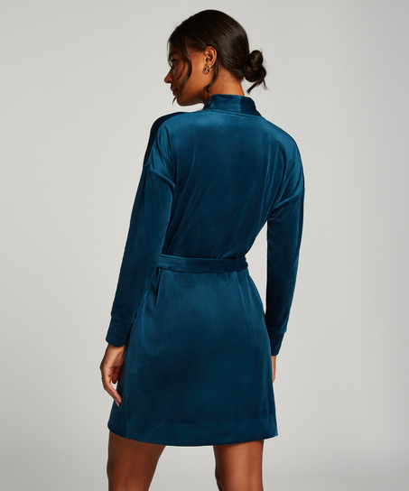 Peignoir court Velours, Bleu