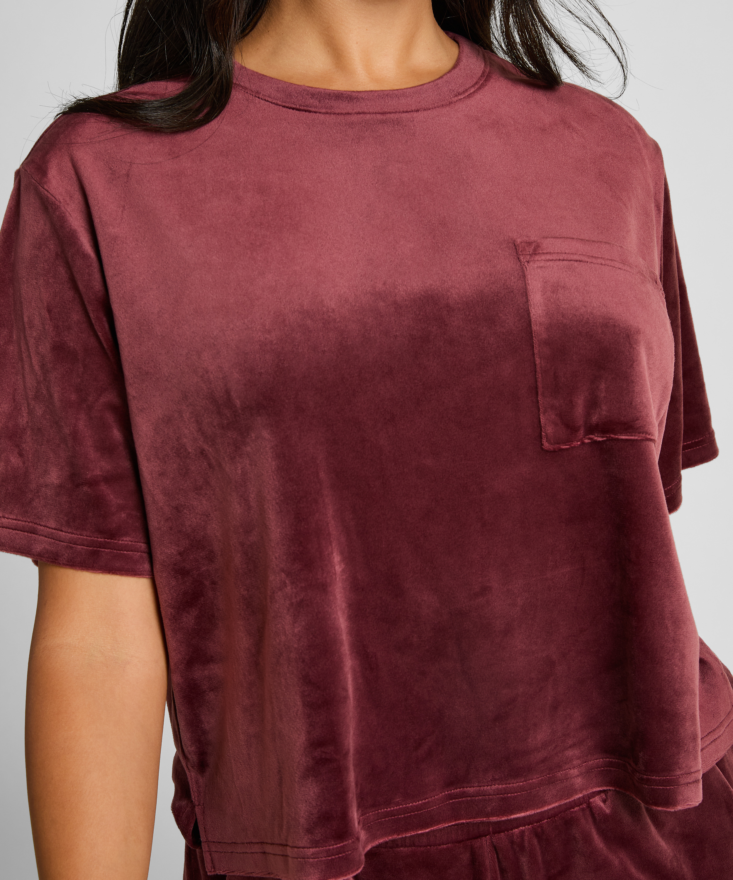 Top Velours Pocket, Rood, main