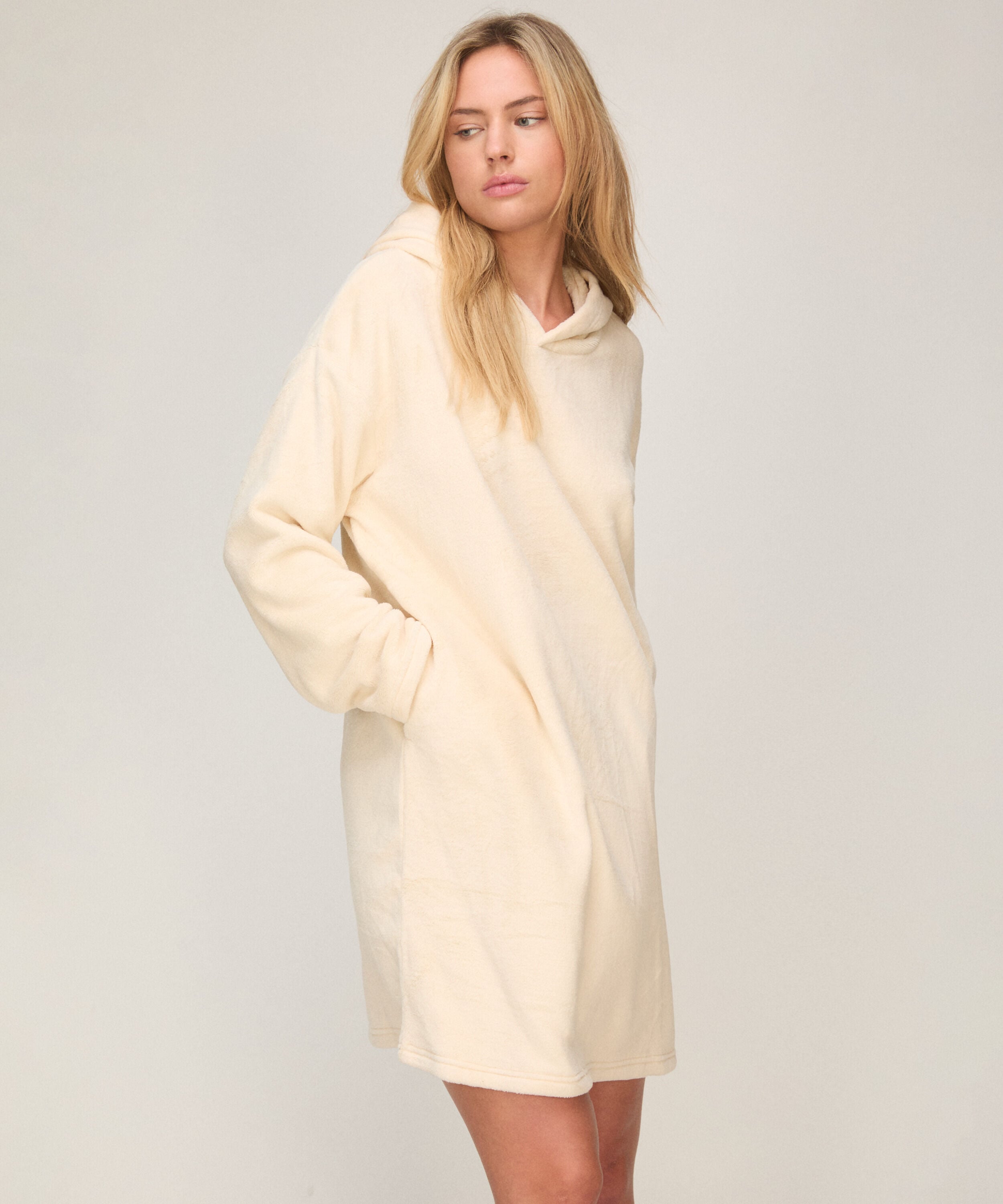 Robe polaire Snuggle Lounge, Blanc