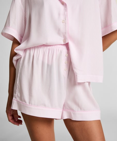 Short de pyjama tiss&eacute;, Rose
