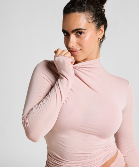 super soft Turtleneck shirt met Cashmere, Roze