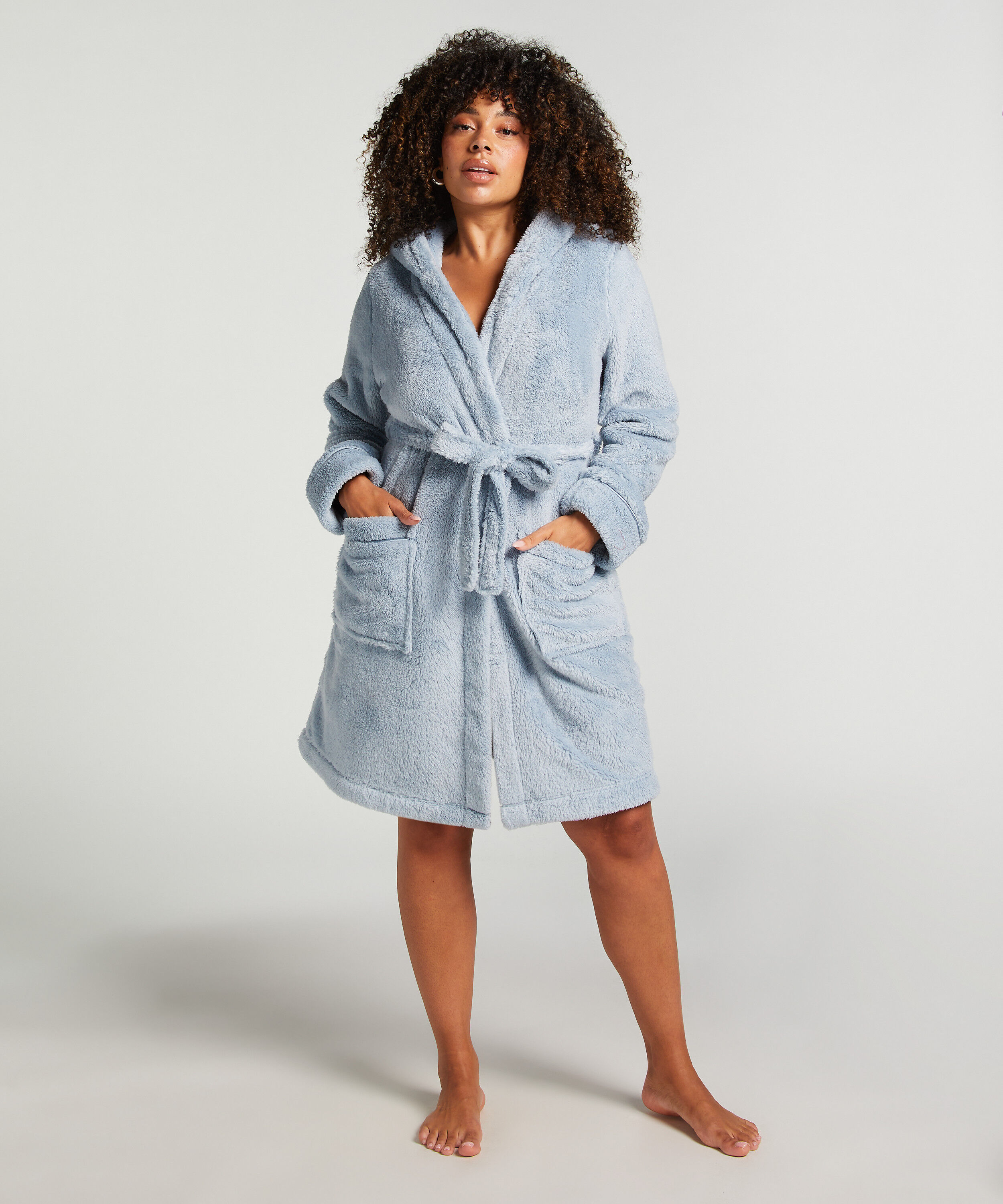 Badjas Zip Fleece - Blauw - Badjassen - Hunkemöller