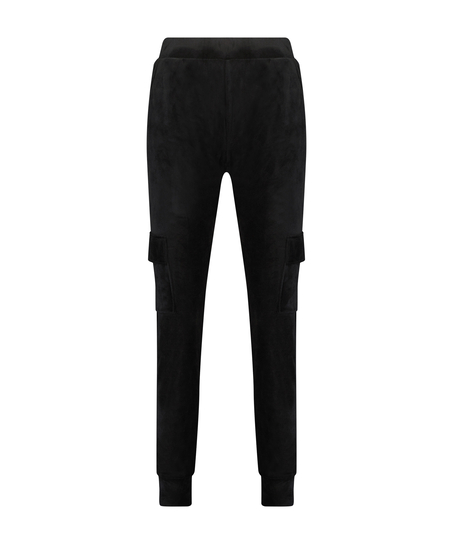 Tall Joggingbroek Velours, Zwart