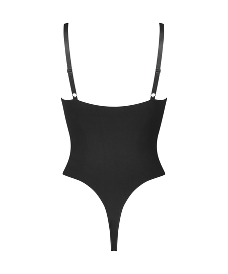 Body à jambe haute sans couture mise en forme, Noir