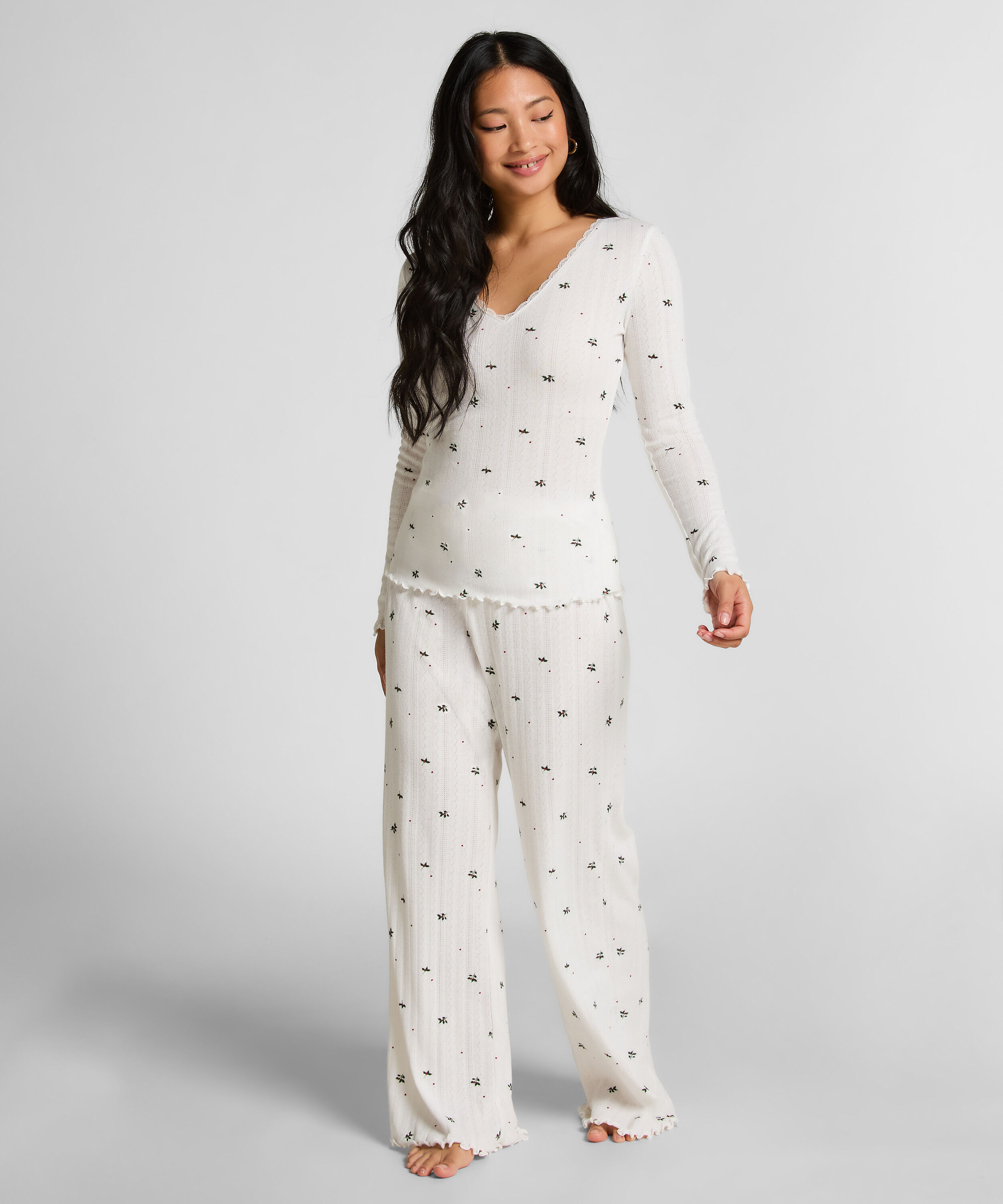 Pyjamabroek Pointelle, Wit Pyjamabroek Pointelle, Wit