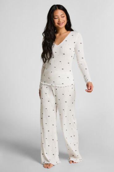 Hunkemöller Pyjamabroek Pointelle Wit