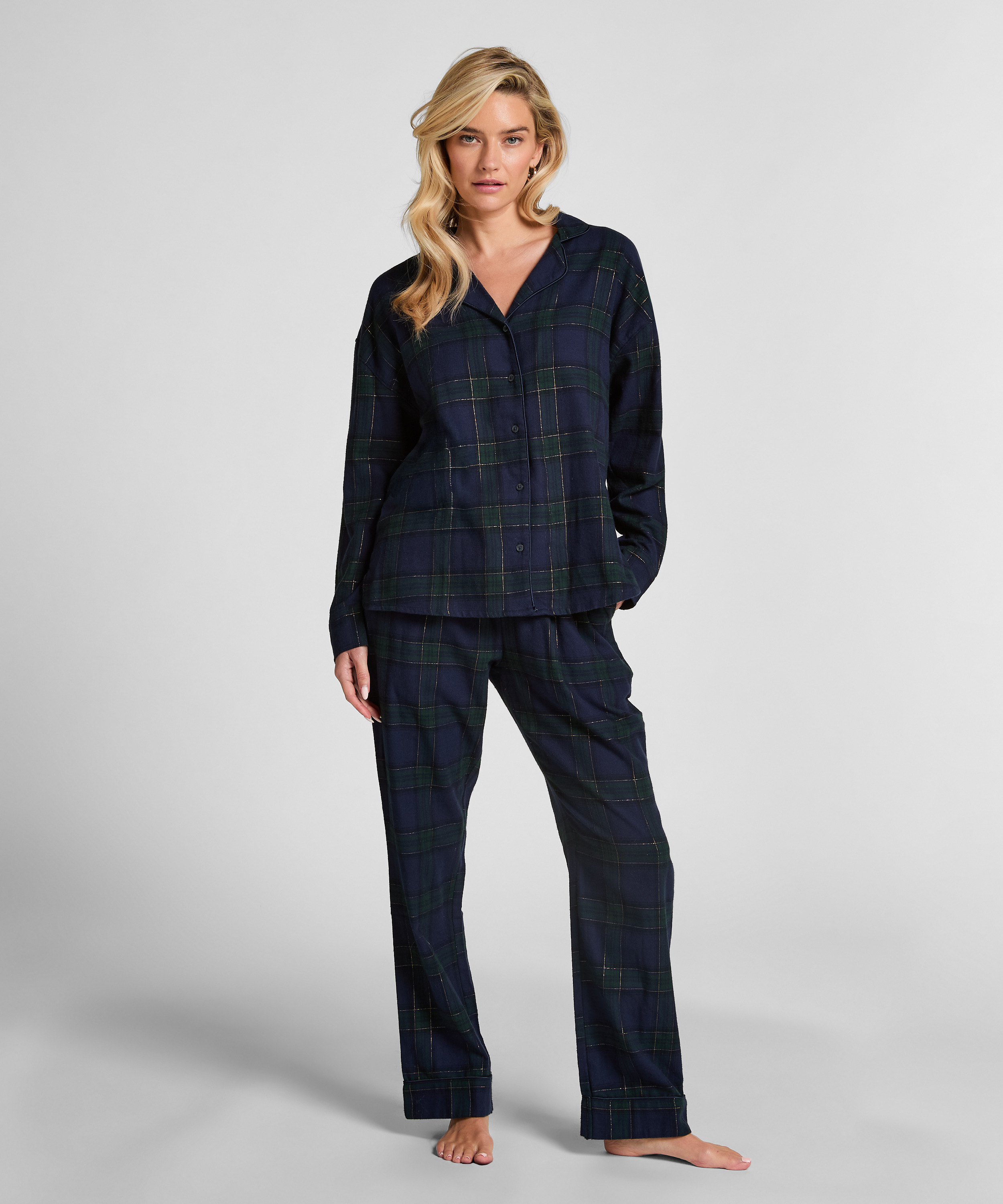 Pyjamatop Flannel, Blauw, main