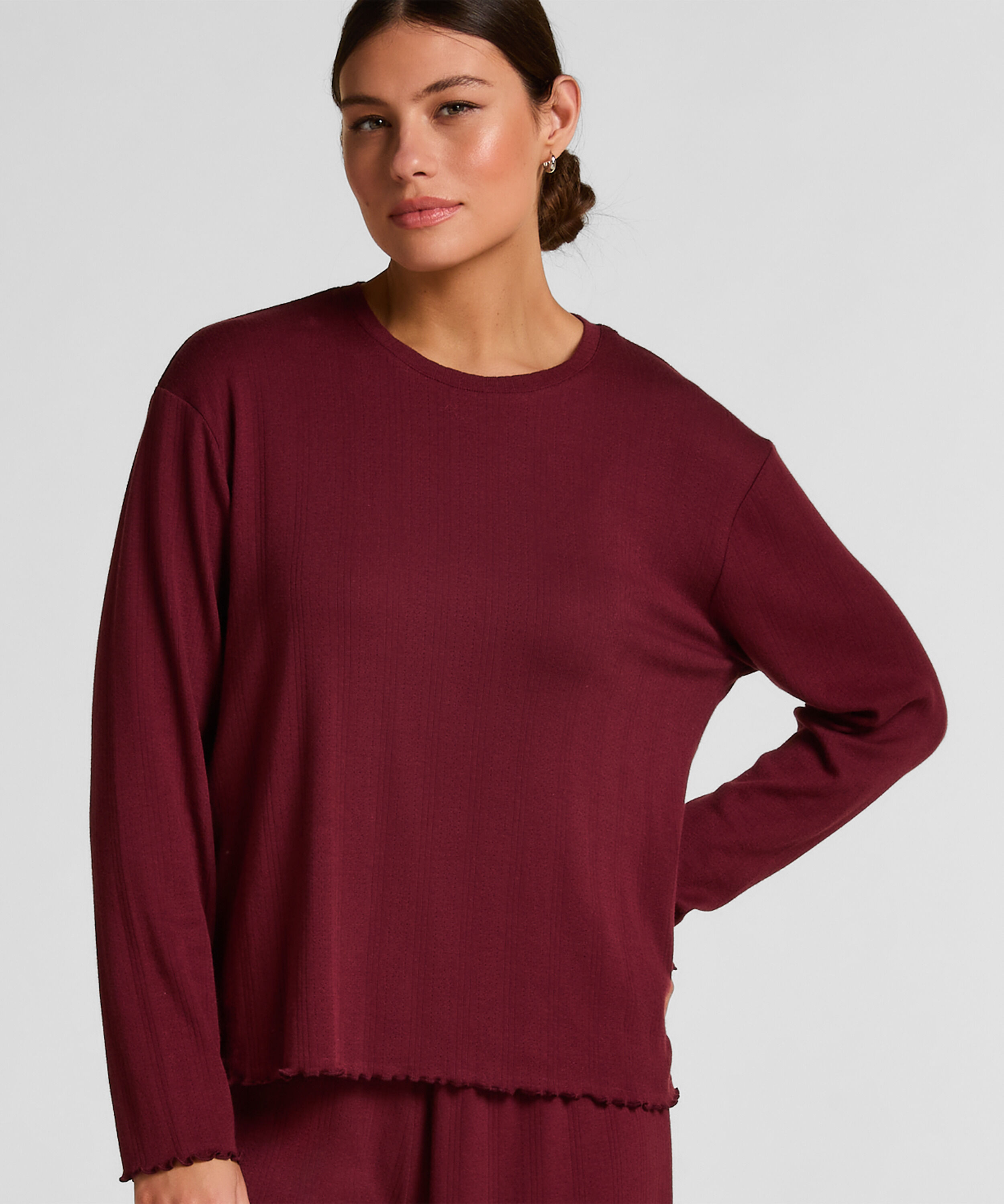 Pyjama Top Loose Pointelle, Rood