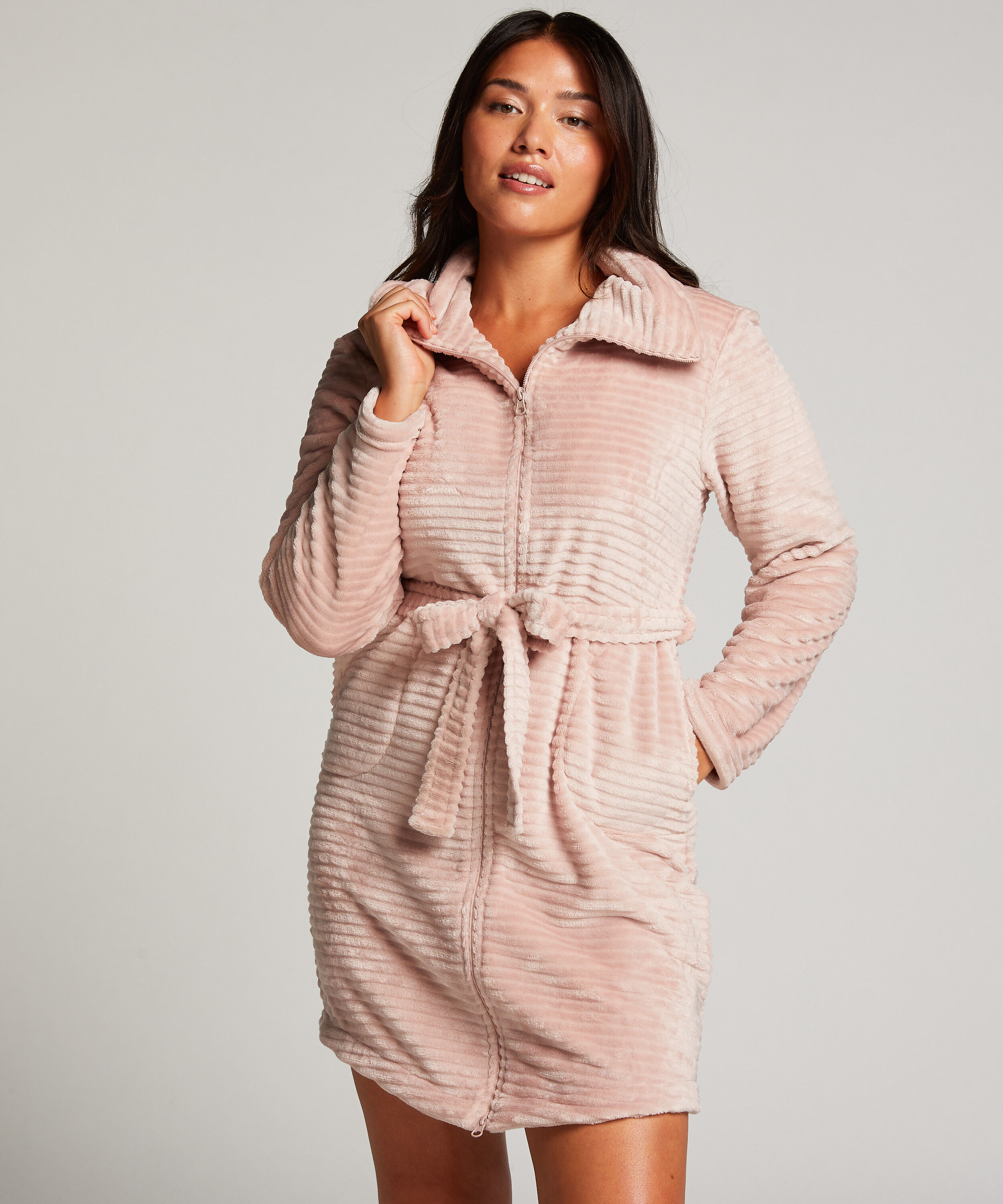 Badjas Zip fleece, Roze