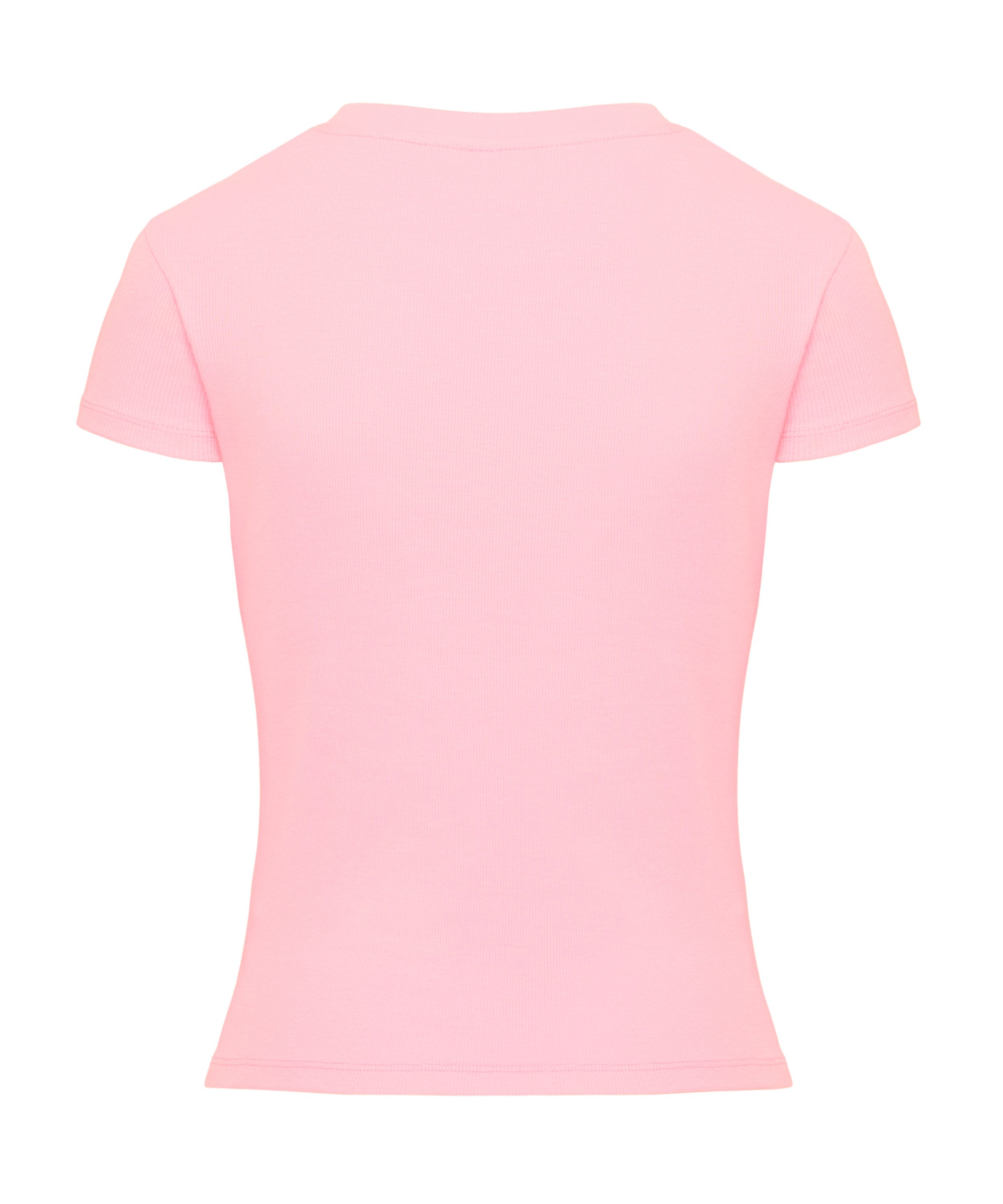Haut de pyjama manches courtes rib crew neck, Rose, main