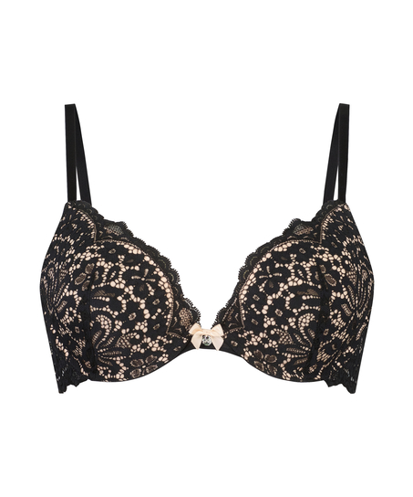 Voorgevormde push-up beugel bh Rose, Zwart