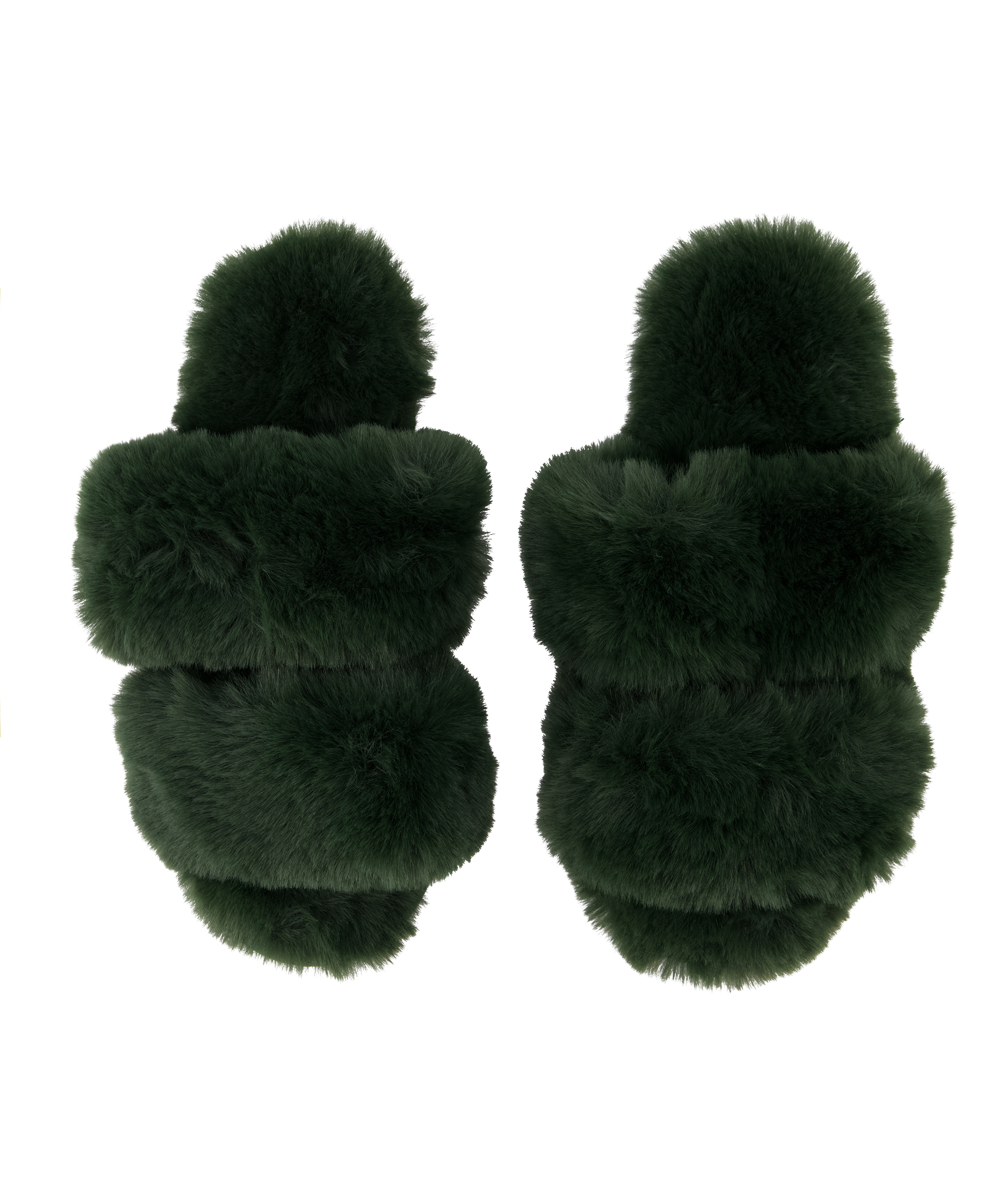 Pantoufles Fake Fur, Vert, main