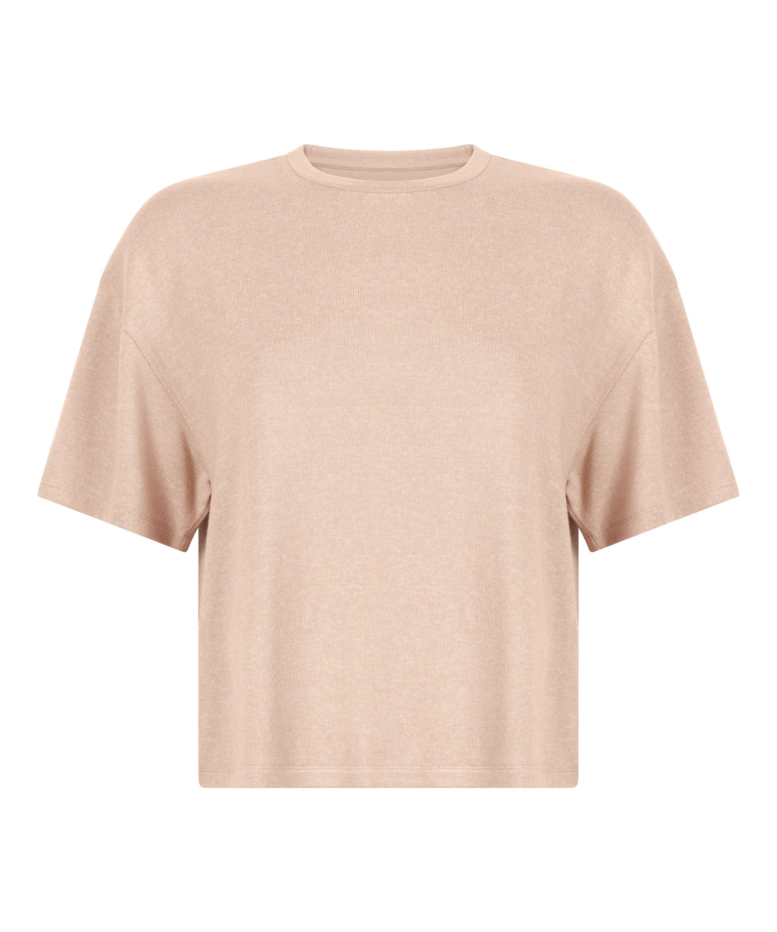 Haut de pyjama en jersey bross&eacute;, Beige