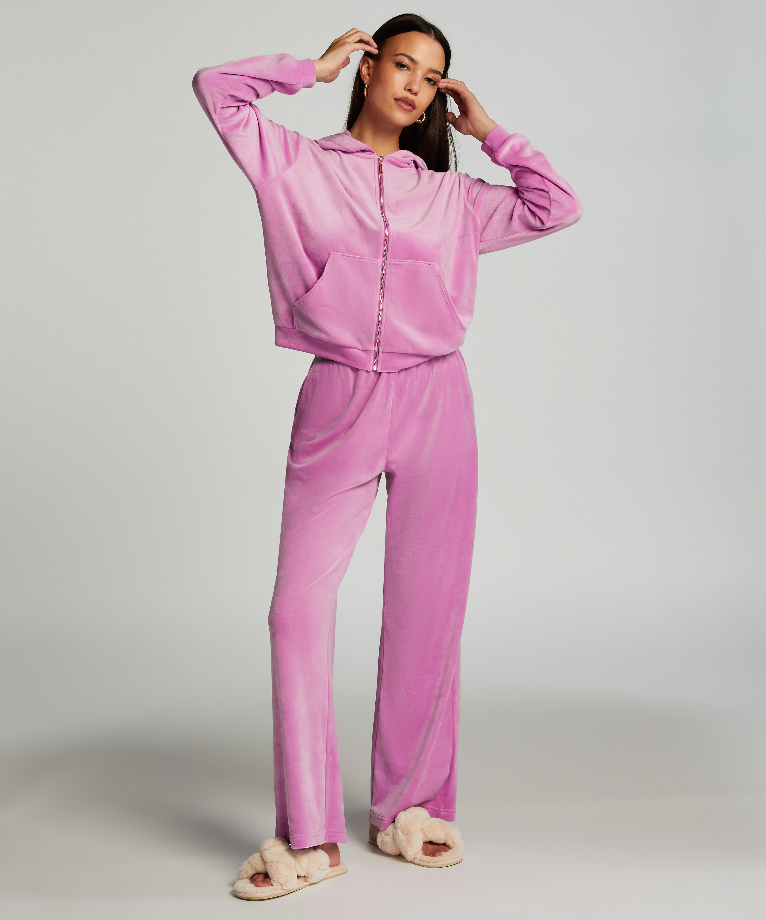 Petite Pyjamabroek velours, Roze, main
