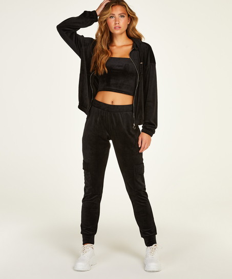 Hoodie jas Velours, Zwart