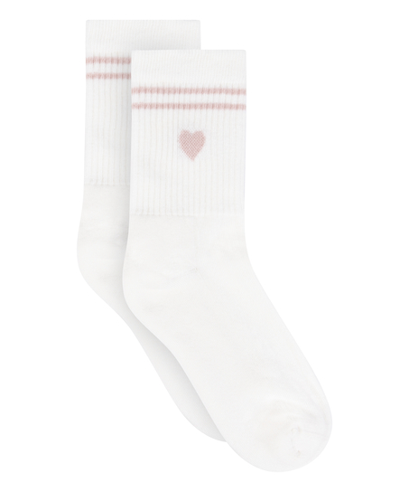 Chaussettes courtes en coton, Blanc