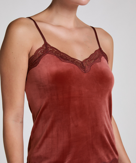 Cami top Velours Lace, Bruin