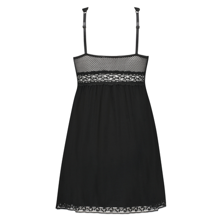 Slipdress Graphic lace, Zwart