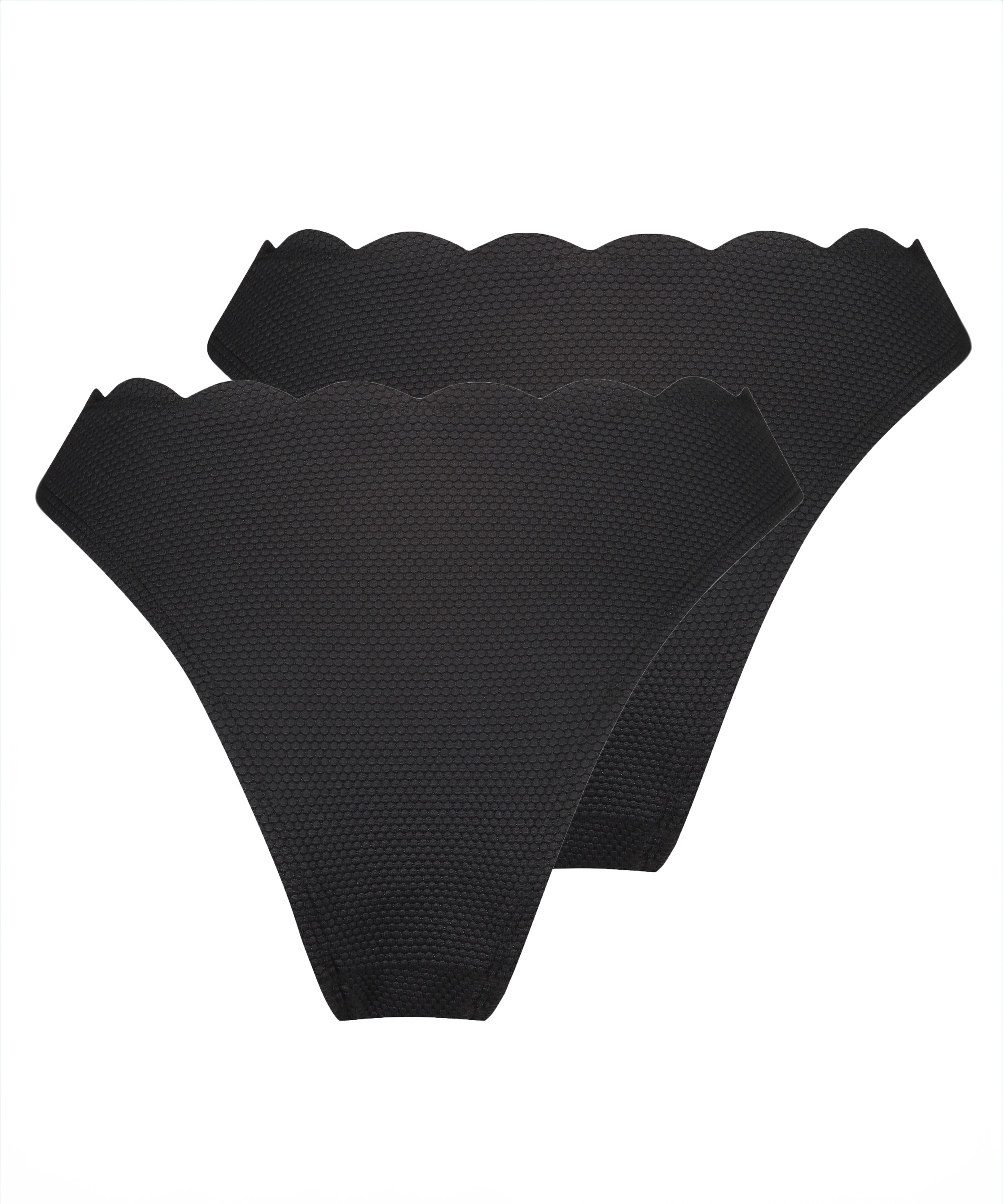 2-pack bikinibroekje Scallop, Zwart, main