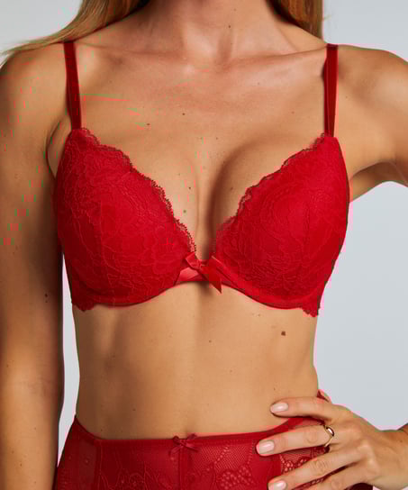 Voorgevormde push-up beugel bh Teddy, Rood