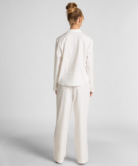 Jacquard Pyjamashirt met Lange Mouwen, Blauw
